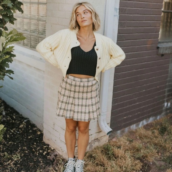 Free People Y2K Pleated Mini Skirt Retro Coquette Plaid Micro Preppy Sz 4 - Picture 7 of 15